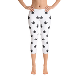 Leggings | Small Black Leaves Capris Leggings
