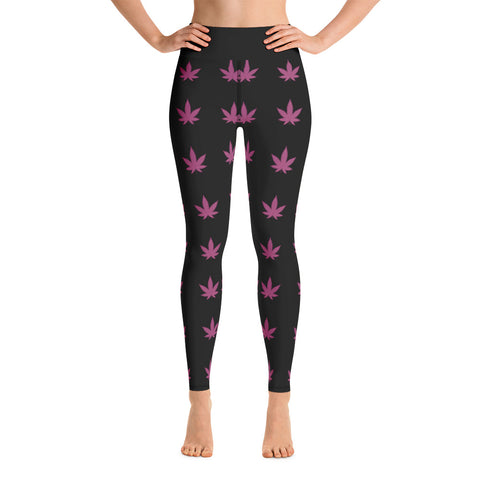 Leggings | Pink Leaves Yoga Leggings