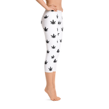 Leggings | Small Black Leaves Capris Leggings