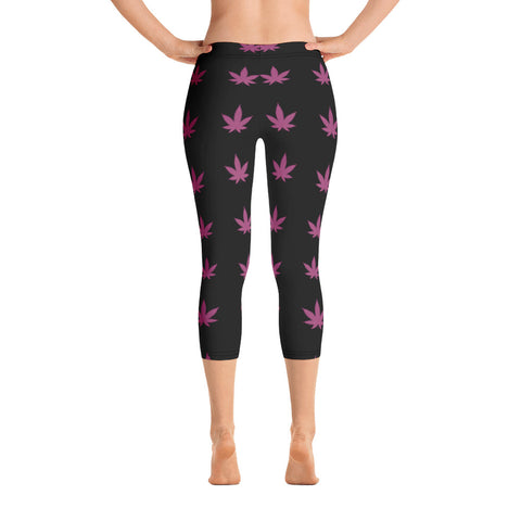 Leggings | Pink Leaves Capri Leggings