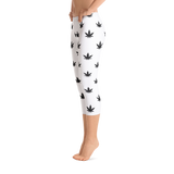 Leggings | Small Black Leaves Capris Leggings